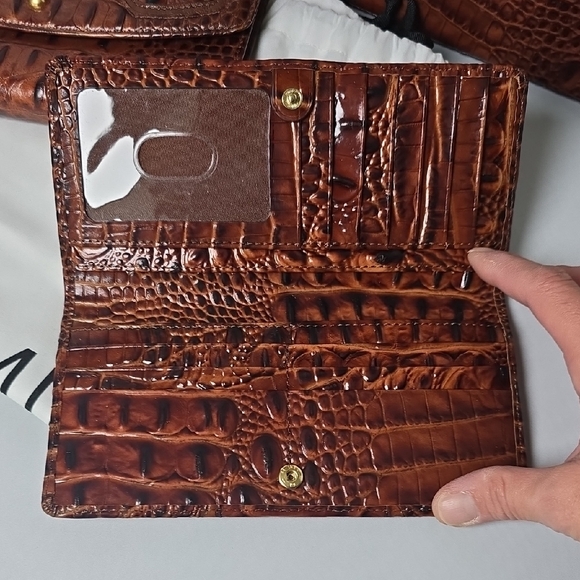 Brahmin Rich Brown Crocodile Embossed Satchel Set - Picture 9 of 15